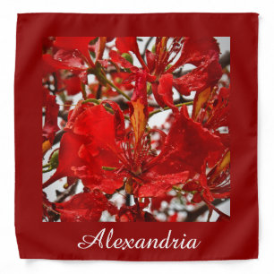 Elegant Red Floral Modern Nature Flowers Custom Bandana