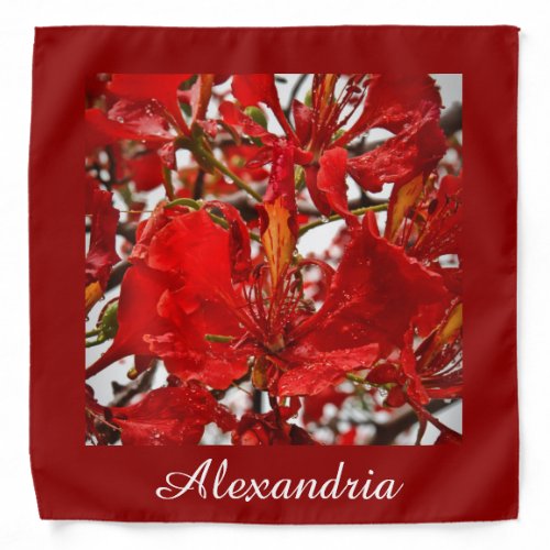 Elegant Red Floral Modern Nature Flowers Custom Bandana