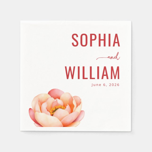 Elegant Red Floral Napkins (Front)