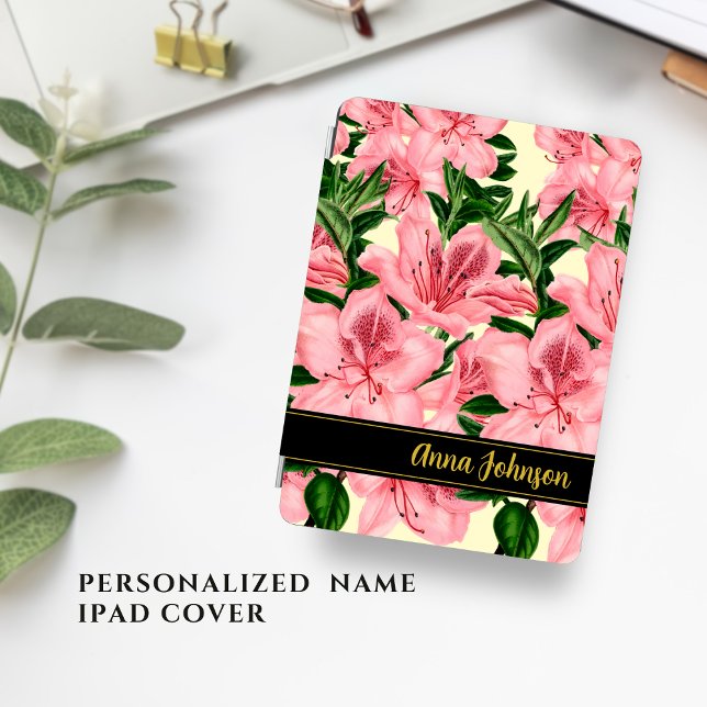Elegant Red Floral Pattern Add Your Name  iPad Pro Cover (Creator Uploaded)