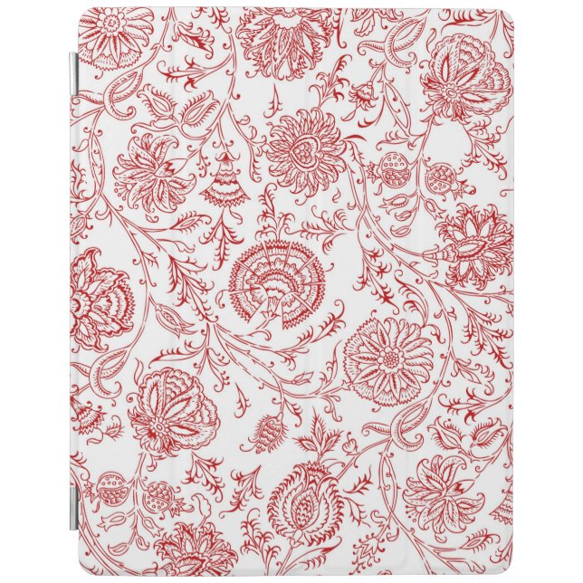 Elegant Red Floral Pattern iPad Case (Front)