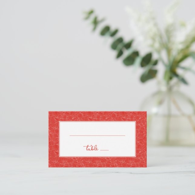 Elegant Red Floral Pattern Place Card (Standing Front)