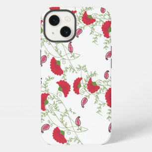 . Elegant Red Floral Pattern White Samsung Galaxy  iPhone 13 Case