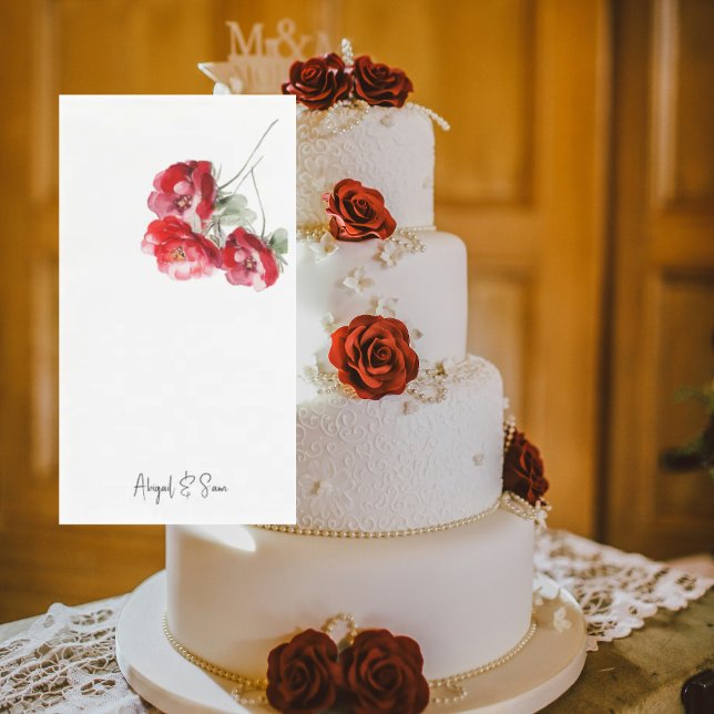 Elegant Red Floral Personalized Wedding Paper Guest Towels (Creator Uploaded)