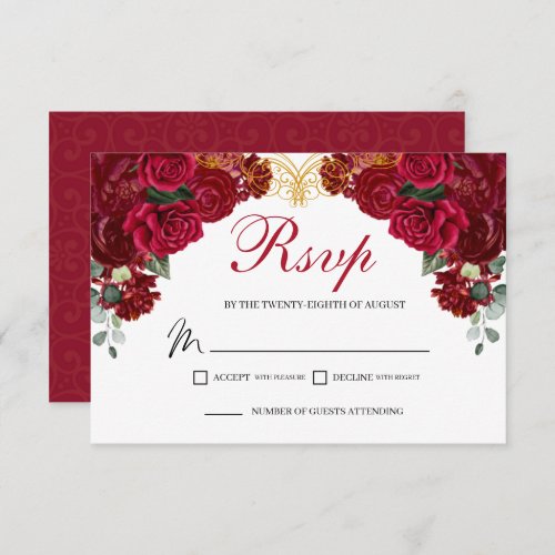 Elegant Red Floral RSVP Enclosure Card