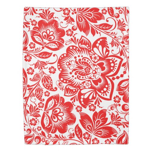 Elegant Red Floral Vintage Damasks Duvet Cover