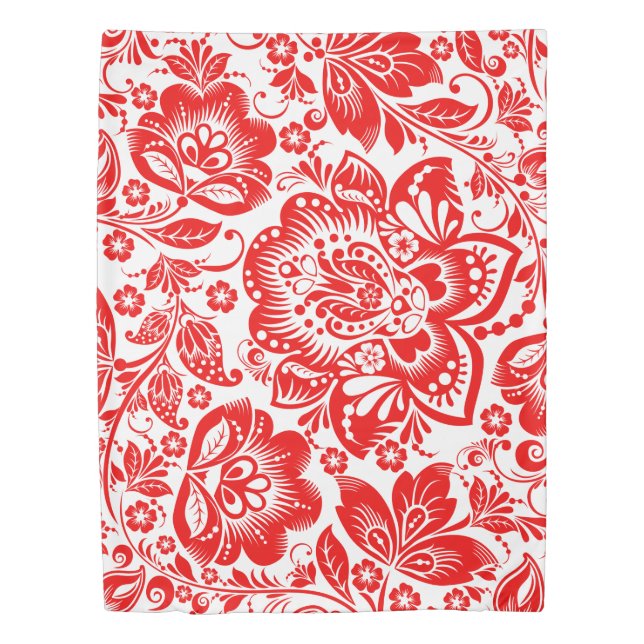 Elegant Red Floral Vintage Damasks Duvet Cover (Front)