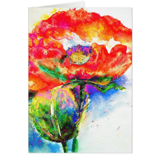 Elegant red floral watercolor painting (Front)