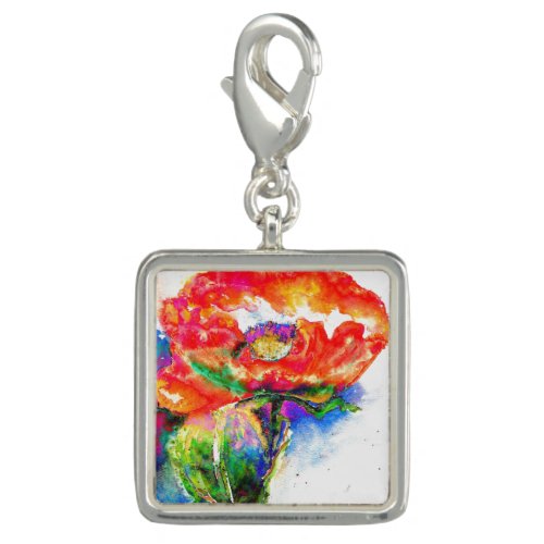 Elegant red floral watercolor painting charm