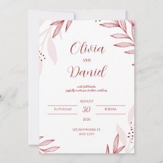 Elegant Red Floral Wedding Invitation