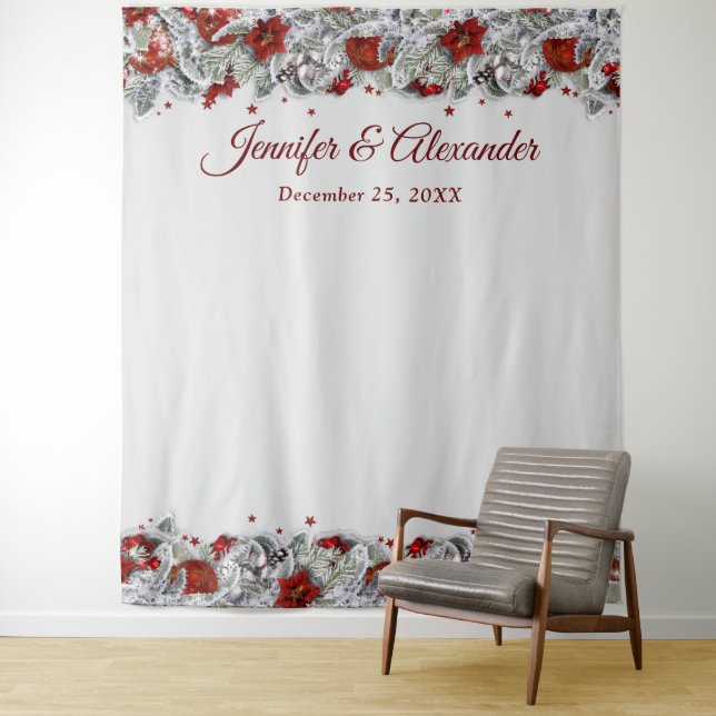 Elegant Red Floral Wedding Photo Booth Backdrop (In Situ)