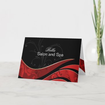 elegant red flourish Business Thank You Cards