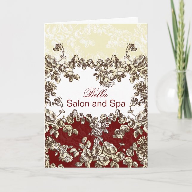 elegant red flourish Business Thank You Cards (Front)