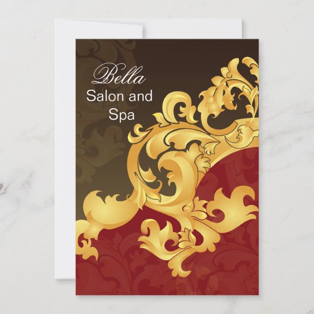 elegant red flourish Business Thank You Cards (Front)