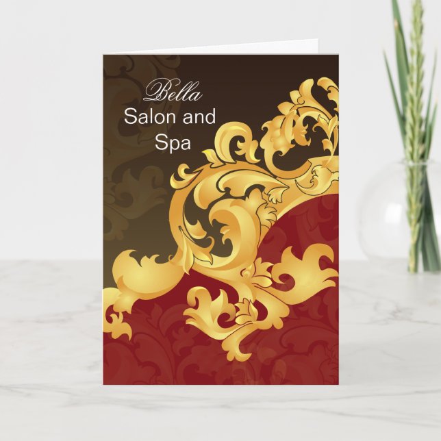 elegant red flourish Business Thank You Cards (Front)