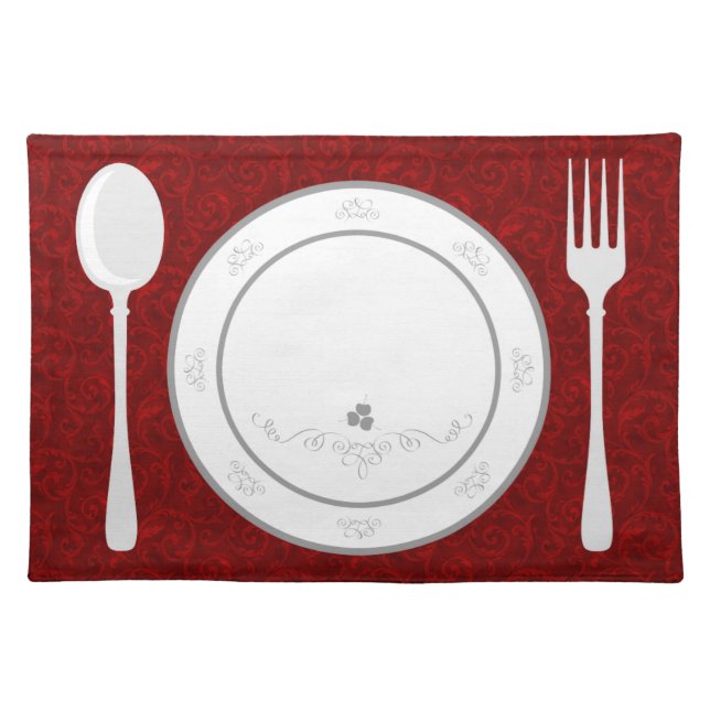 elegant red flourish place setting placemats (Front)