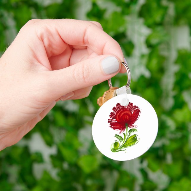Elegant Red Flower Watercolor Keychain (Creator Uploaded)