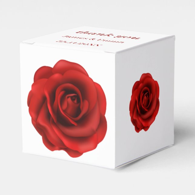 Elegant Red Flower Wedding  Favor Boxes (Front Side)
