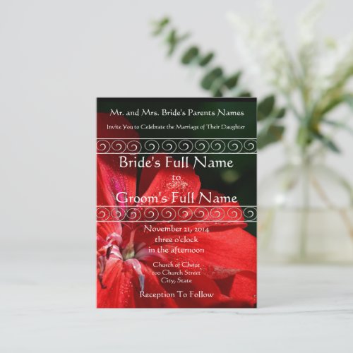 Elegant Red Flower Wedding Invitation