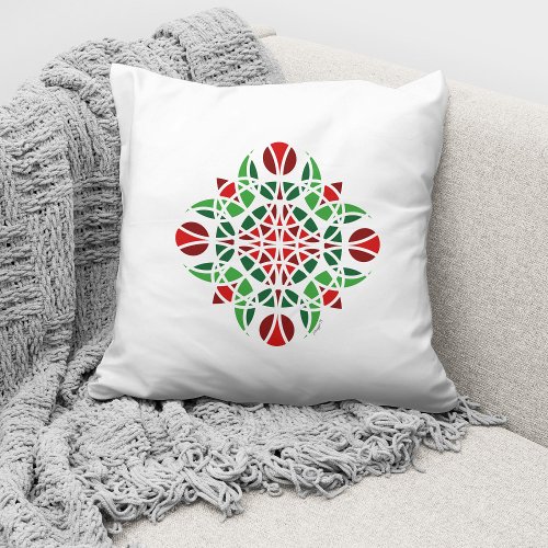 Elegant Red Folk Art Floral  Throw Pillow