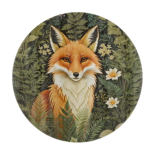 Elegant Red Fox And Green Foliage Cutting Board (Front)