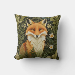 Elegant Red Fox And Green Foliage Throw Pillow