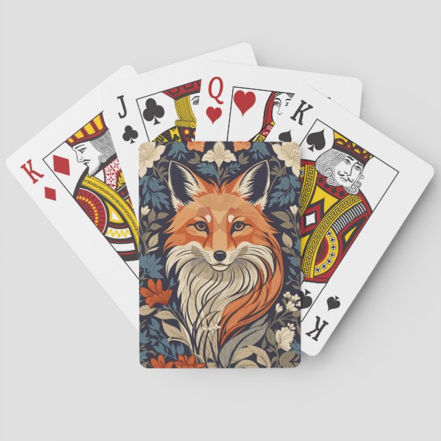 Elegant Red Fox Face Woodland Wildlife Poker Cards (Back)