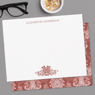 Elegant Red French Vintage Toile Flat Note Card