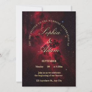 Elegant Red Galaxy Wedding Invitation