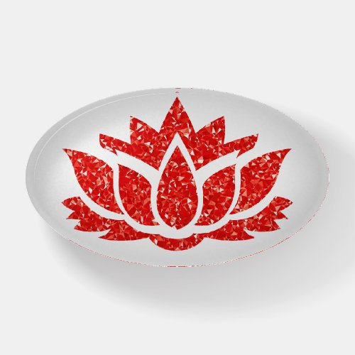 Elegant Red Gems Lotus Flower Zen Home Office Desk Paperweight