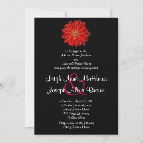 Elegant Red Gerber Daisy Wedding Invitation