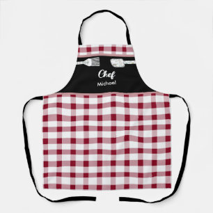 Elegant Red Gingham Apron Christmas Gift Idea