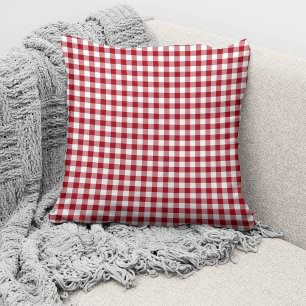 Elegant Red Gingham Checks Pattern Throw Pillow