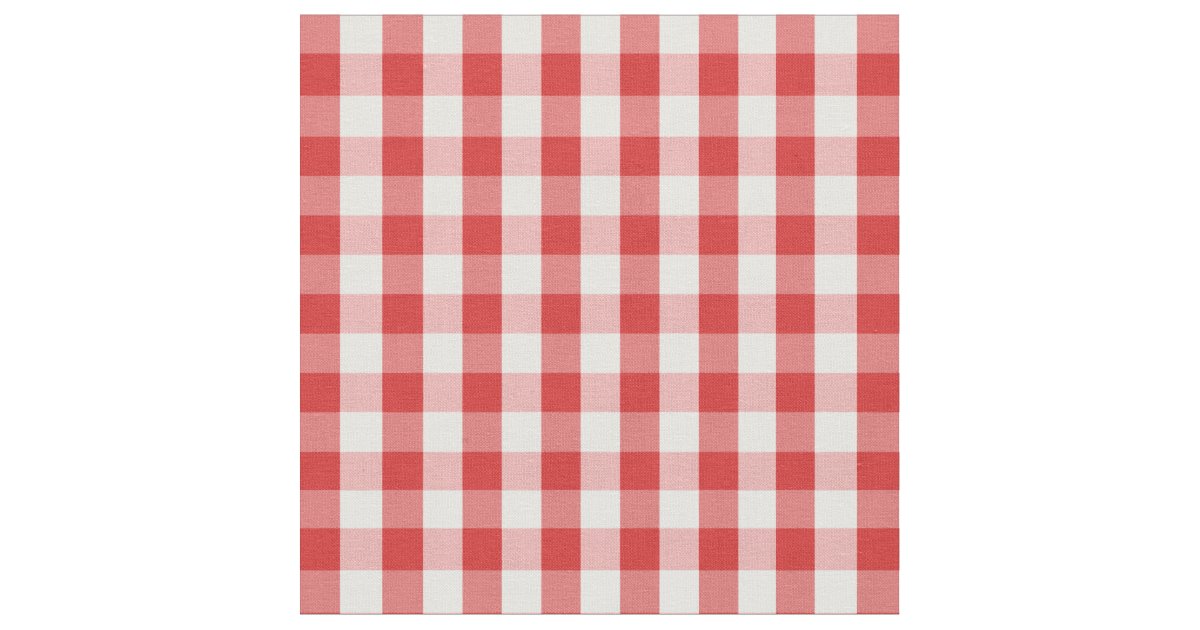 Elegant Red Gingham Pattern Fabric | Zazzle