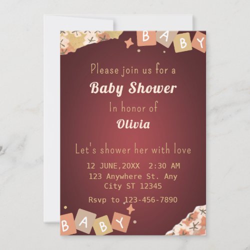 Elegant Red Girl Baby Shower