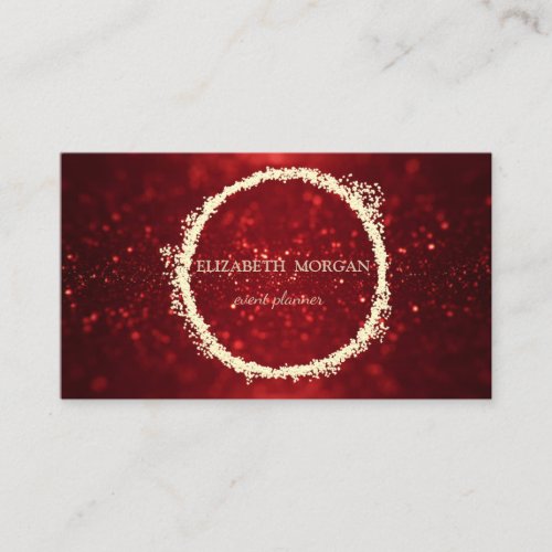 Elegant Red Glitter Bokeh Circle Business Card