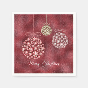 Elegant Red  Glitter Ornaments Merry Christmas  Napkins