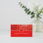 Elegant Red Glitter Party Planner Business Card (Standing Front)