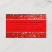 Elegant Red Glitter Party Planner Business Card (Back)