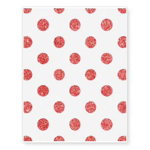 Elegant Red Glitter Polka Dots Pattern Temporary Tattoos