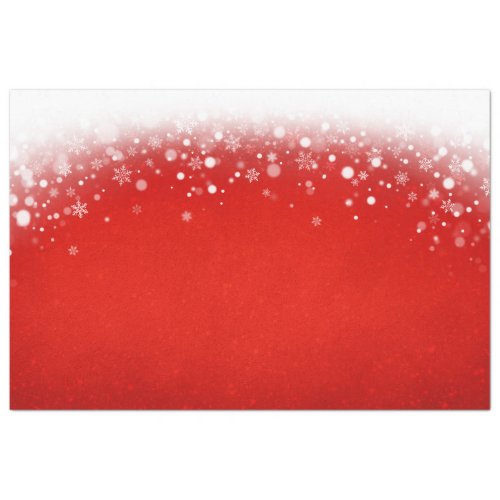 Elegant Red Glitter White Snowflakes Christmas  Tissue Paper
