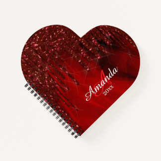 Elegant red glittery design notebook