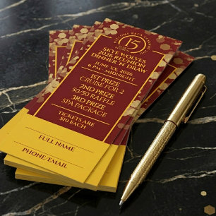 Elegant Red Gold 15-Year Class Reunion Raffle Tickets