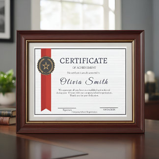 Elegant Red & Gold Achievement Award for Staff