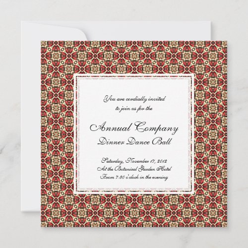 Elegant Red Gold and Black Oriental Damask Invitation