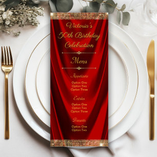 Elegant Red Gold Birthday Party Menu Programs