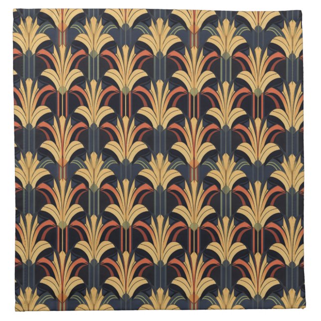 Elegant Red Gold Black Art Deco  Cloth Napkin (Front)