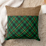 Elegant Red Gold Buffalo Check Tartan Pattern  Throw Pillow