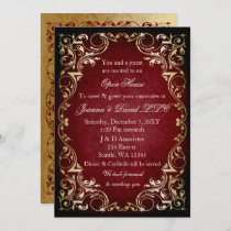 Elegant Red Gold Business Corporate Party Invitation