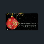 Elegant Red Gold Christmas Ball Address Label<br><div class="desc">Dress up your christmas party invitations, holiday party invitations or christmas card with our elegant & classy red christmas ball with gold snowflakes set on a black background return address labels! The perfect finishing touch for all your holiday correspondence Invitations. Matching holiday christmas invitations available in our shop @ www.celebrateitinvites.com....</div>